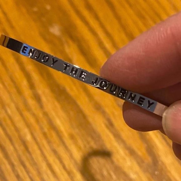 Mantraband Silver Cuff Bracelet: "Enjoy the Journey" - Picture 1 of 2